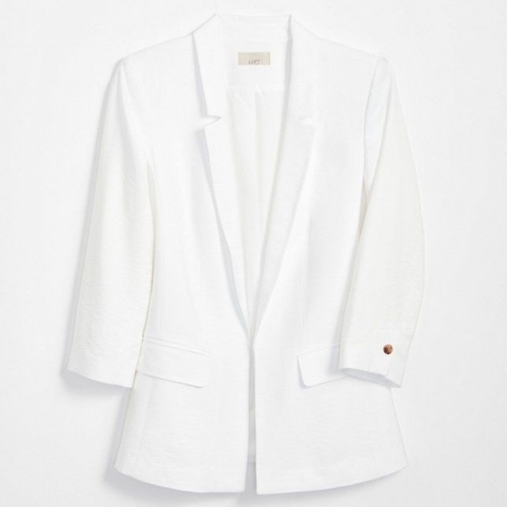 LOFT 3/4 sleeve white blazer NWT